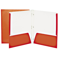 Duo-tang Carton Laminé, attaches et pochettes, Orange