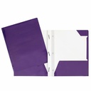 Laminated Cardboard Duo-tang with Fasteners and Pockets, Purple