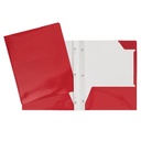 Laminated Cardboard Duo-tang with Fasteners and Pockets, Red