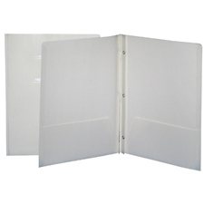 Duo-tang Carton Laminé, attaches et pochettes, Blanc