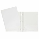 Laminated Cardboard Duo-tang with Fasteners and Pockets, White