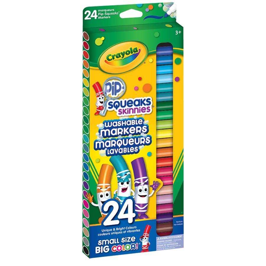 Marqueurs lavables Crayola Pip-Squeaks Skinnies, trait fin (bte de 24)