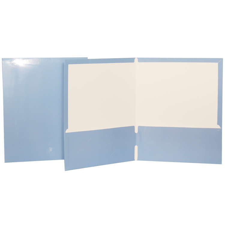 Pocket Folder, Laminated Cardboard, Light Blue