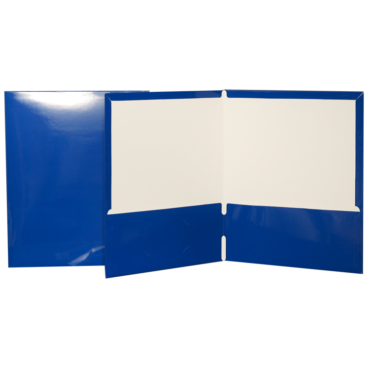 Pocket Folder, Laminated Cardboard, Royal Blue