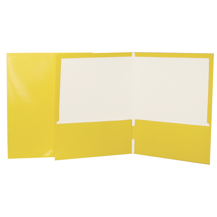 Pocket Folder, Laminated Cardboard, Yellow