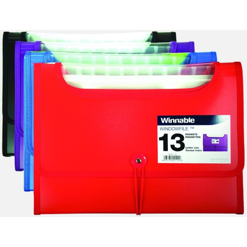 Windowfile™ Expanding File, 13 Pocket, Assorted Colours