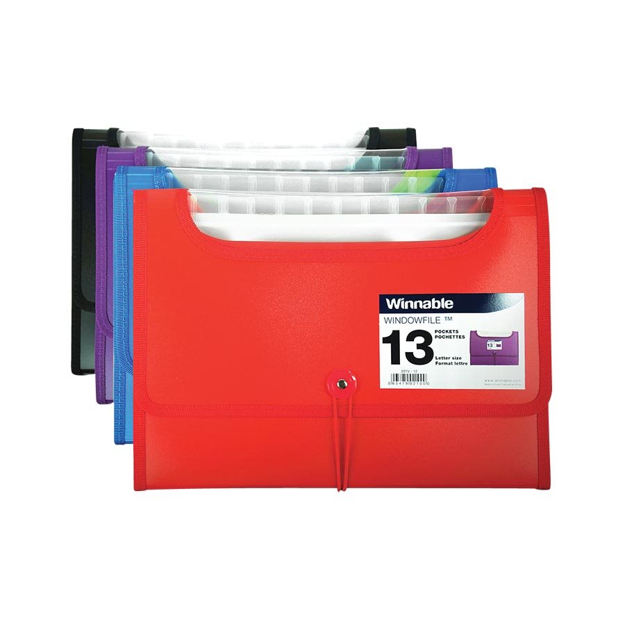 Windowfile™ Expanding File, 13 Pocket, Assorted Colours