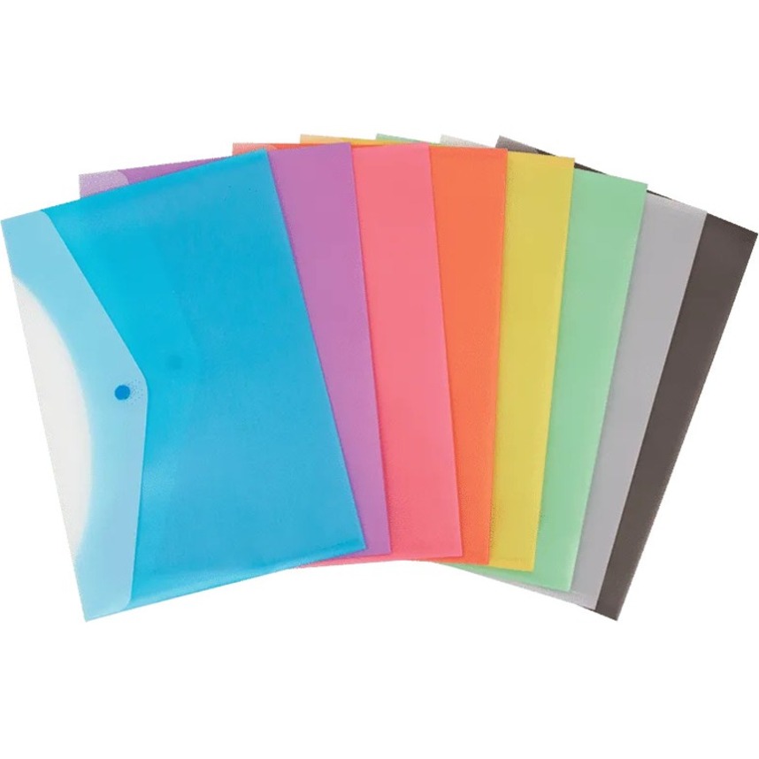 [783076] Frosted Plastic Envelope, 2 Pockets, Ass. Col.