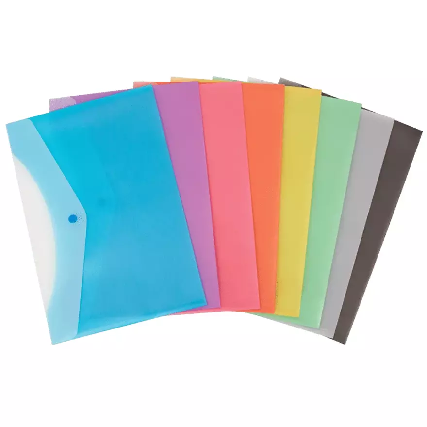 Enveloppe de plastique givré, 2 pochettes, Coul. Ass.