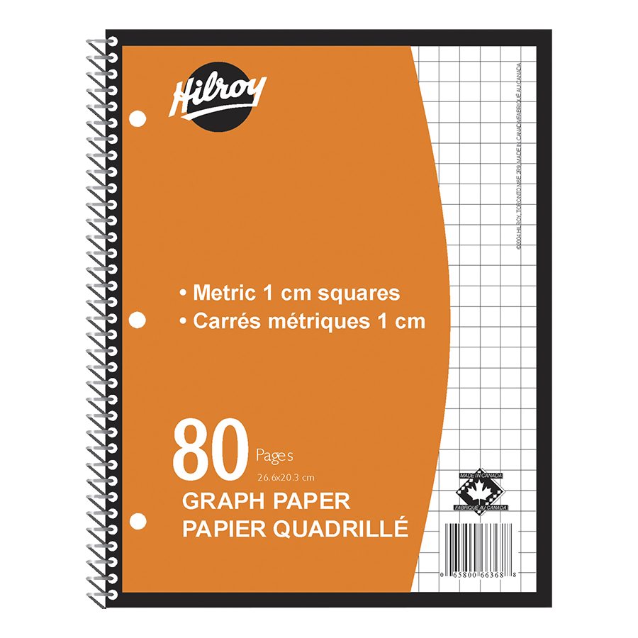 Cahier spiralé Hilroy quadrillé 1 cm, 80 pages