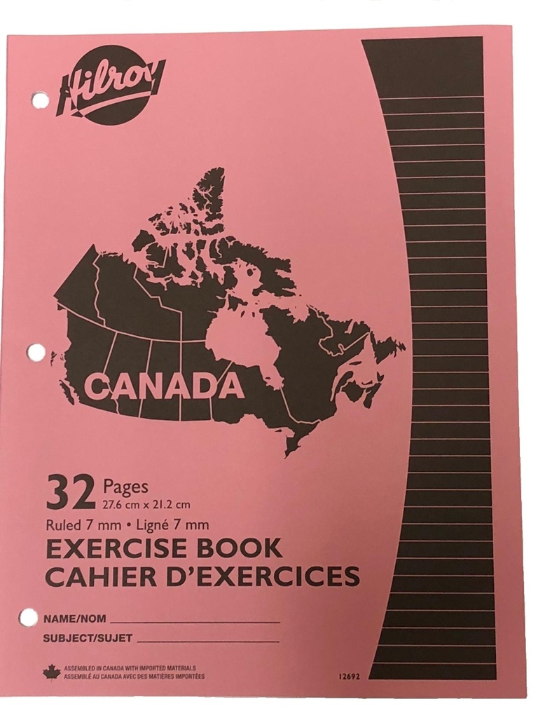 Cahier Canada, Ligné 7 mm, 32 pages, Rose