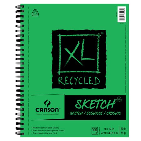 [DIX3] Canson XL Recycled Sketch Pad, Spiral Bound, 9 x 12 (100 sheets)