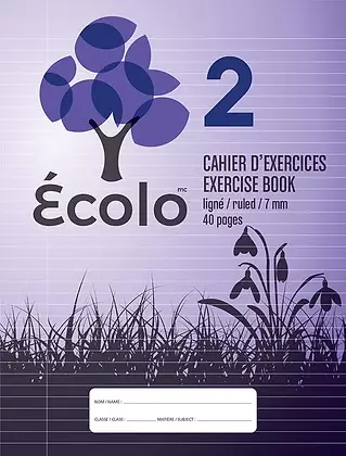 [EC2] Écolo Exercise Book, Lined 7 mm, 3 holes, 40 pages
