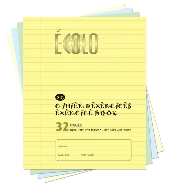 Cahier d'exercice Écolo #22, Ligné 7 mm (32 pages), Jaune