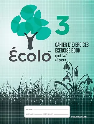 [EC3] Écolo Notebook #3, Quadruled 4 squares/inch, 3 holes, 40 pages