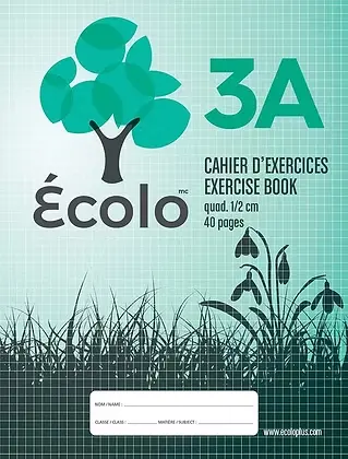 Ecolo Quadrulet Notebook #3A, 0.5, 3 holes, 40 pages
