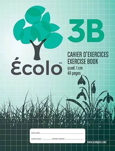 [EC3B] Cahier Écolo EC3B, Quadrillé 1 cm, 3 trous, 40 pages