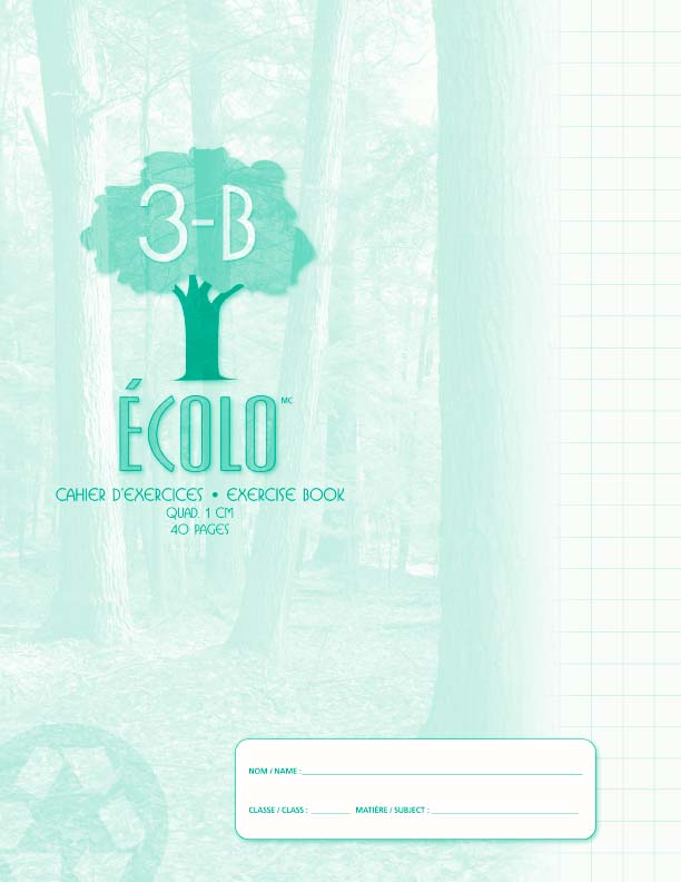 Cahier «Écolo» EC3B, Quadrillé 1 cm, 40 pages