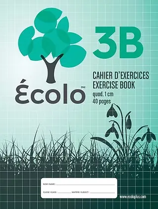 [EC3B80] Cahier Écolo #3B, Quadrillé 1 cm, 3 trous, 80 pages