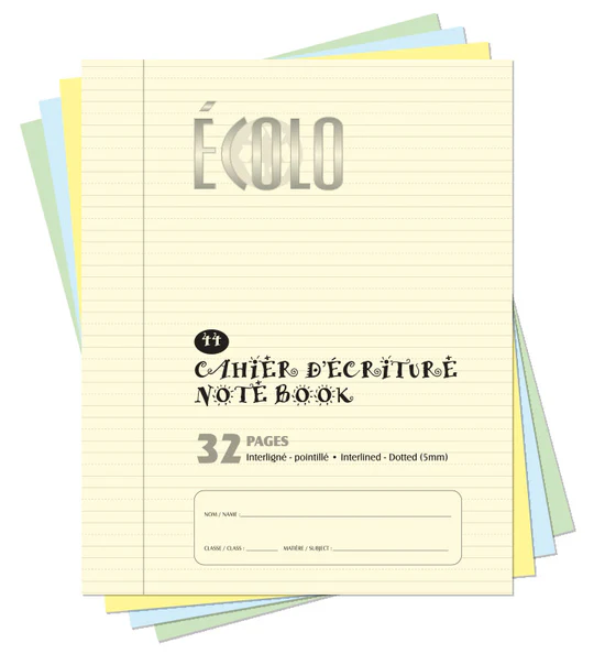 [EC44I] Cahier d'écriture Écolo #44, Interligné et pointillé, 32 pages, Ivoire