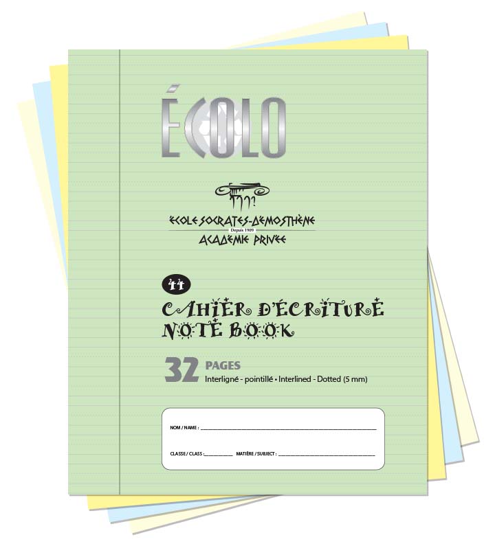 Ecolo Writing Book #44, Interlined and Dotted, 32 p., Vert