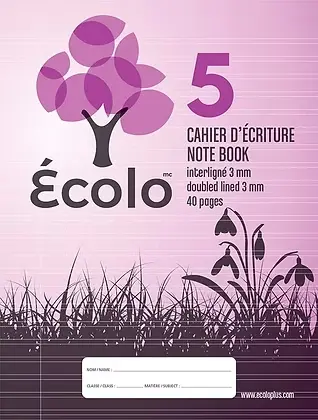 [EC5] Cahier Écolo #5, Interligné 3mm, Margé, 3 trous, 40 pages