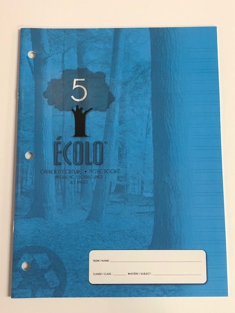 Cahier «Écolo» #5, Interligné 3mm avec marge, 40 pages, Bleu