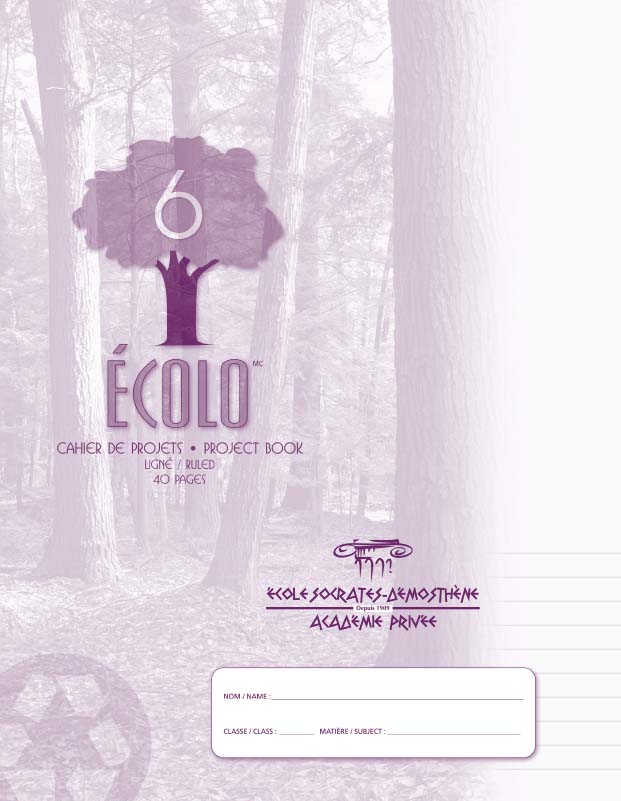 [EC6-SOC] Cahier de projet Écolo #6, Ligné 8 mm au bas, 3 trous, 40 pages