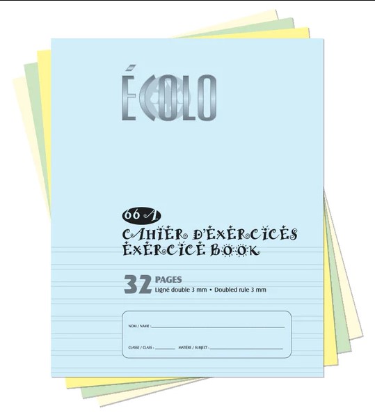 Cahier de projet Écolo #66A, 1/2 interligné - 1/2 blanc, 23.2 x 18.1 cm, 32 pages