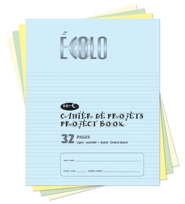 Cahier de projet Écolo #66C, 1/3 blanc, 2/3 interligné-pointillé, 32 pages