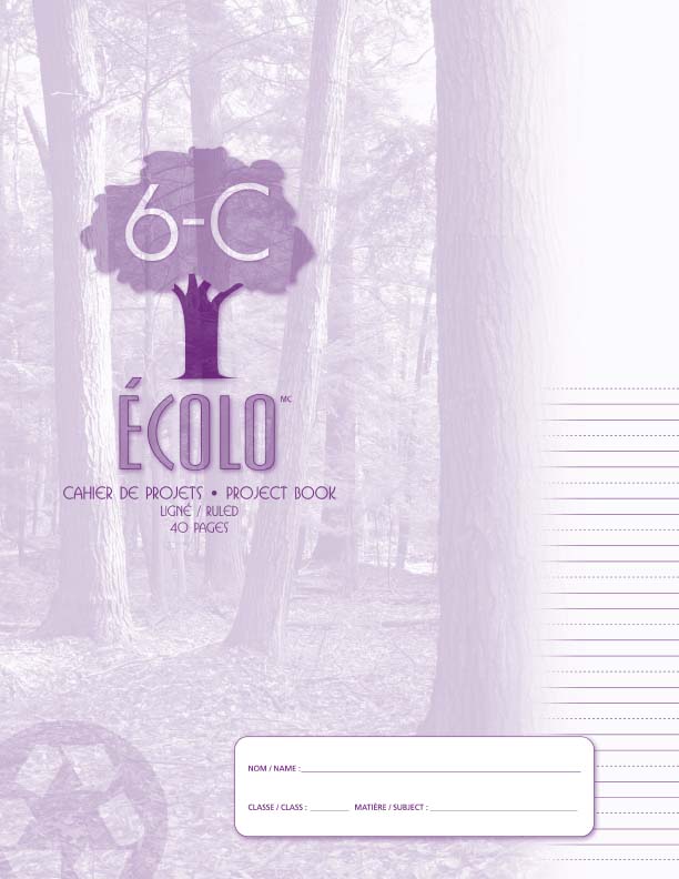 Cahier de projet «Écolo» 6C, Interligné et pointillé, 10 séquences, 40 pages