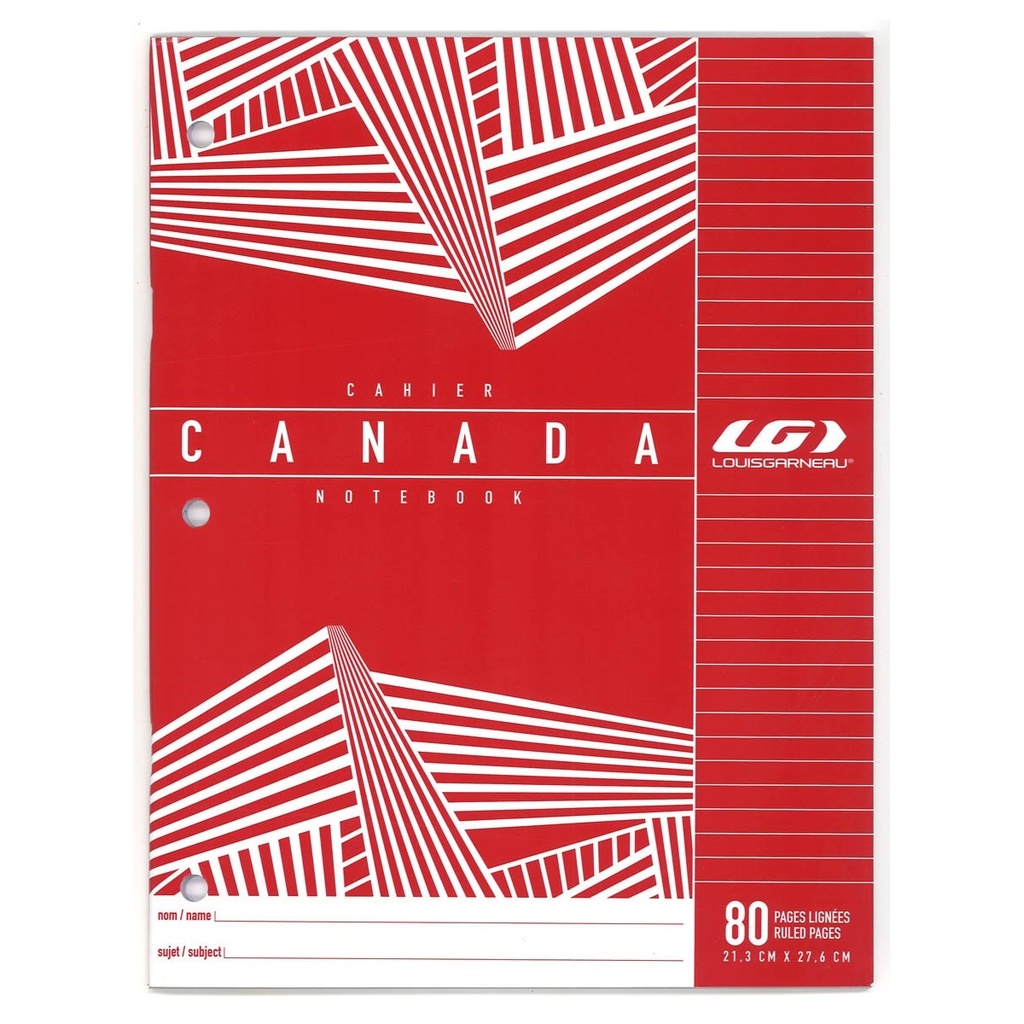 Louis Garneau Notebook, Lined, 80 pages, Red