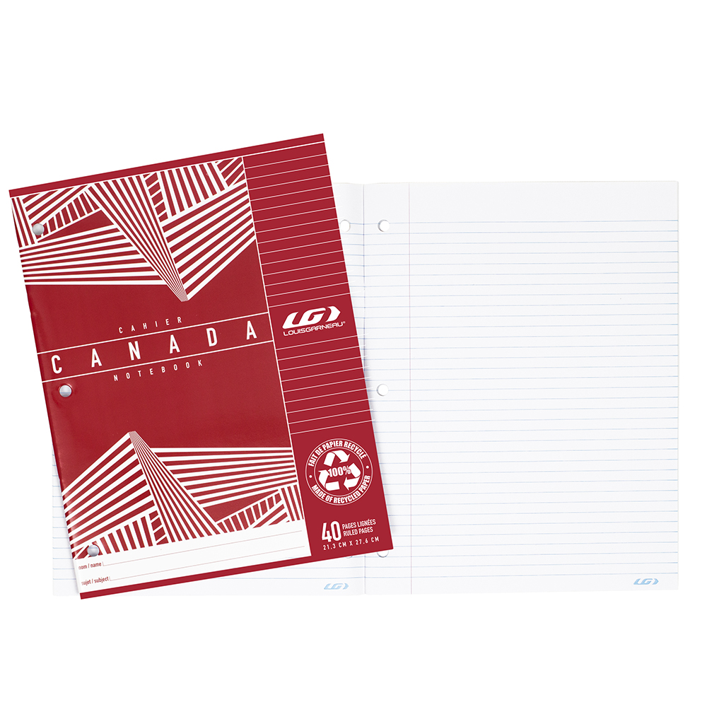 Louis Garneau Notebook, Lined, 40 pages, Red