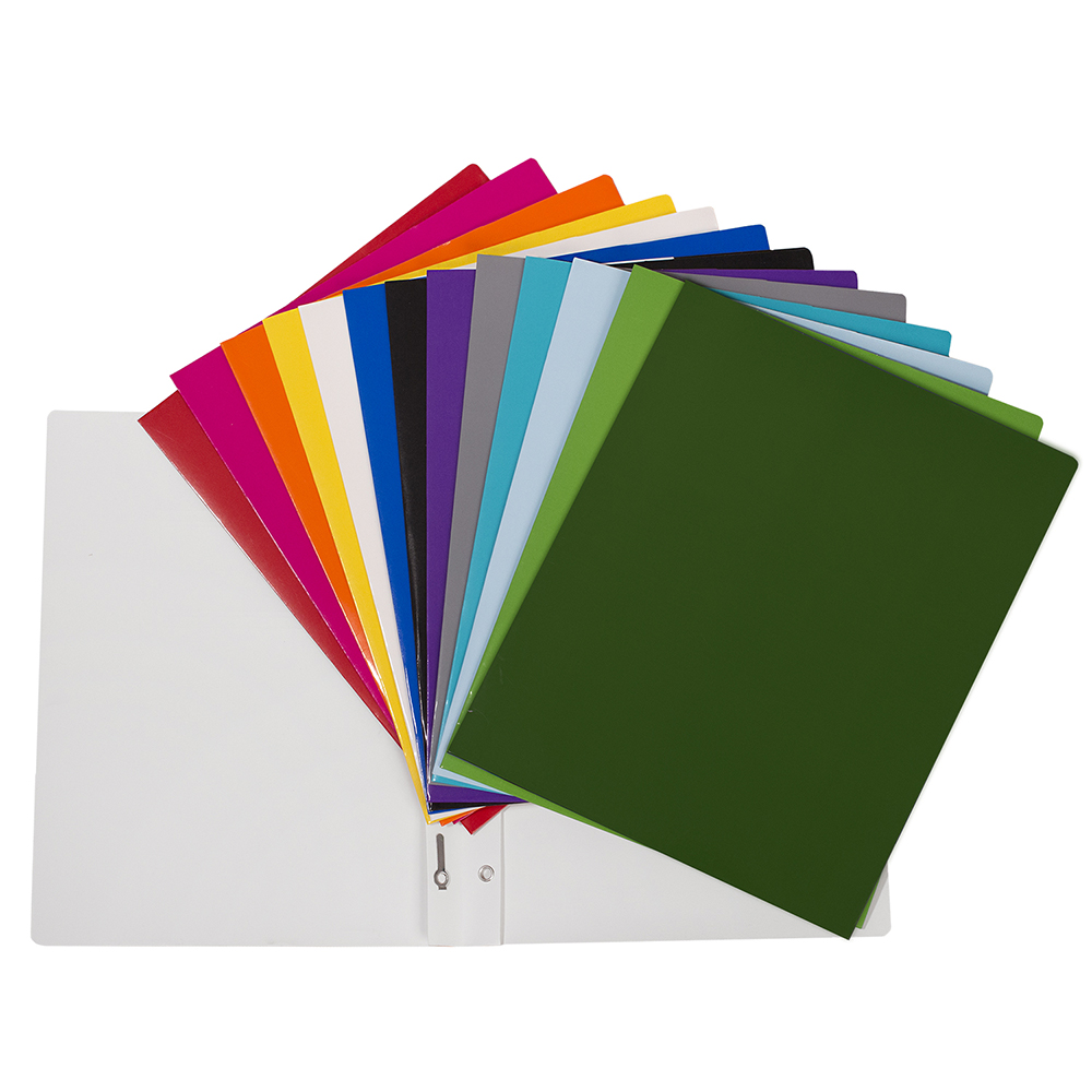[G34000] Duo-tang Carton Laminé, avec attaches, Coul. Ass.