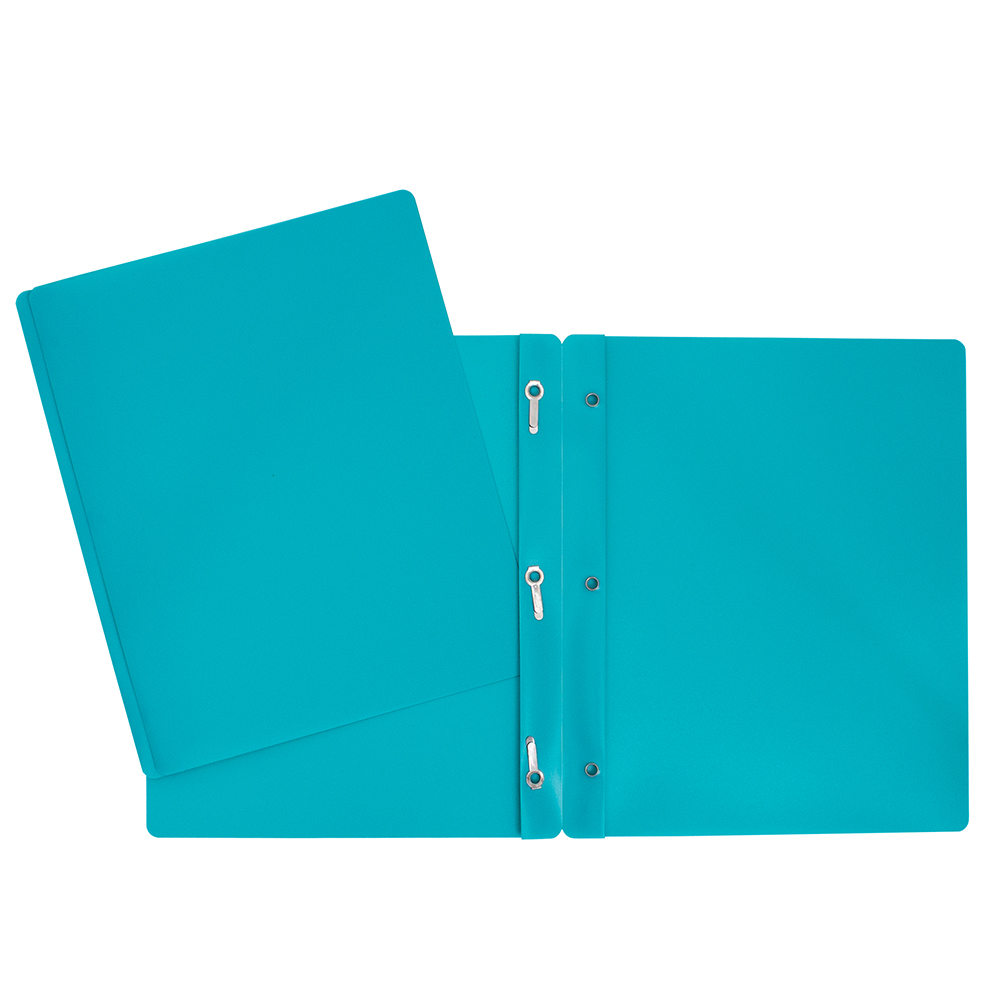 Duo-tang Plastique rigide avec attaches, Turquoise