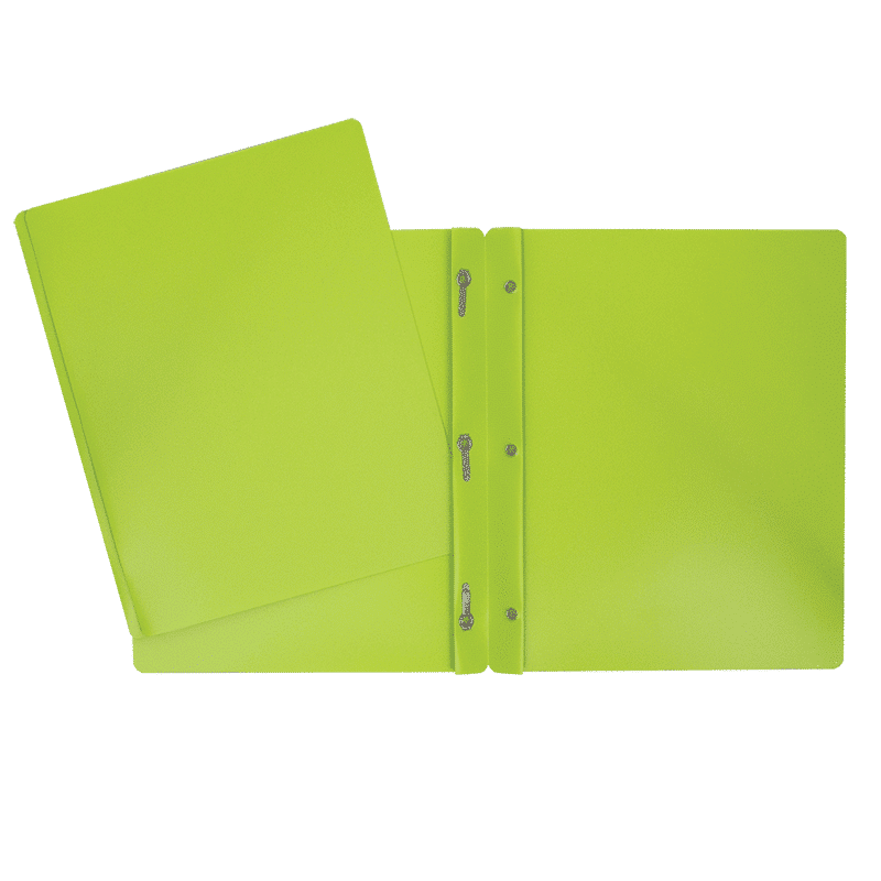 Hard Plastic Duo-tang with Fasteners, Light Green