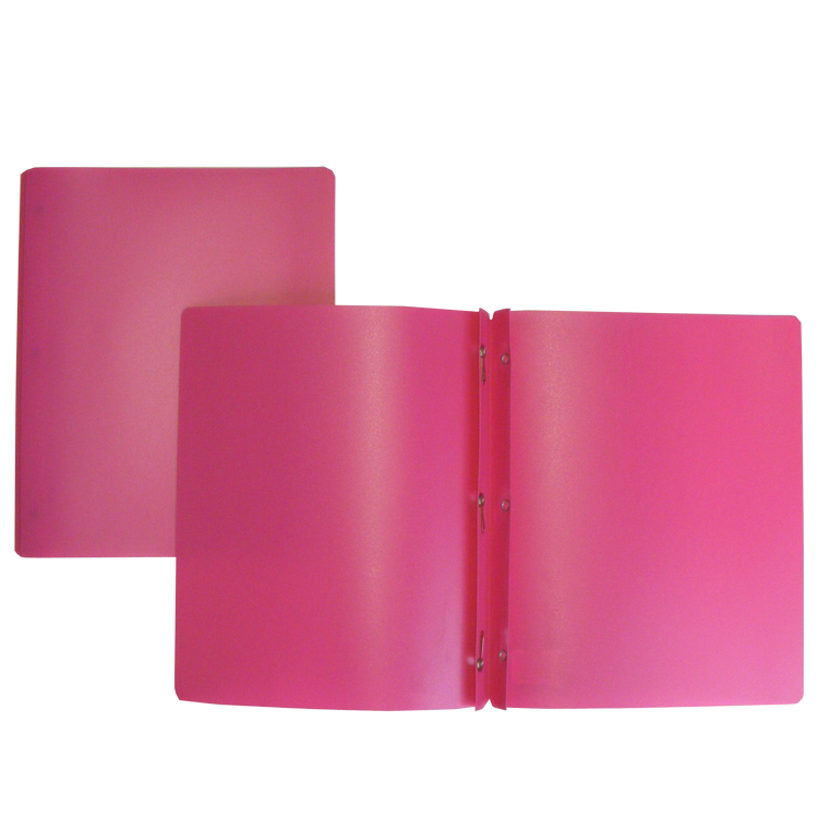 Hard Plastic Duo-tang with Fasteners, Pink