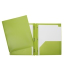 Hard Plastic Duo-tang with Fasteners and pockets, Light Green