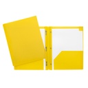 Duo-tang Plastique rigide avec attaches et pochettes, Jaune