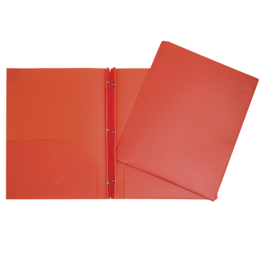 Duo-tang Plastique rigide avec attaches et pochettes, Orange