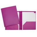 Hard Plastic Duo-tang with Fasteners and Pockets, Pink