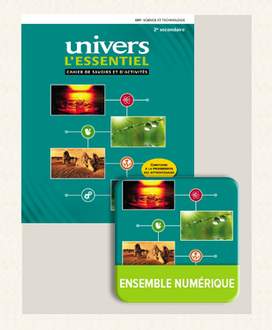 Univers - l'Essentiel 2 : Cahier de savoirs et d'activités 2 + Ensemble numérique - 12 mois, Édition ERPI - ISBN: 9782761352345