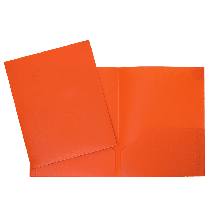 Hard Plastic Pocket Folder, Orange