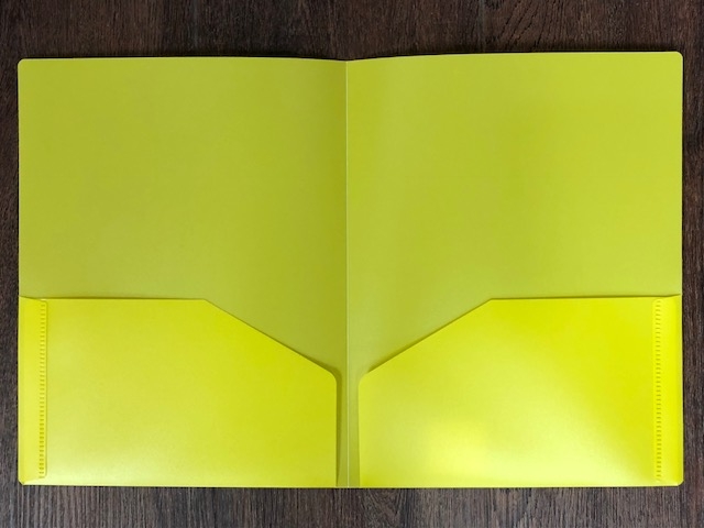 Hard Plastic Pocket Folder, Yellow