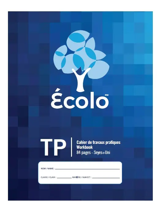 Cahier Écolo Travaux pratiques, séyès, 80 pages, 17 x 22 cm
