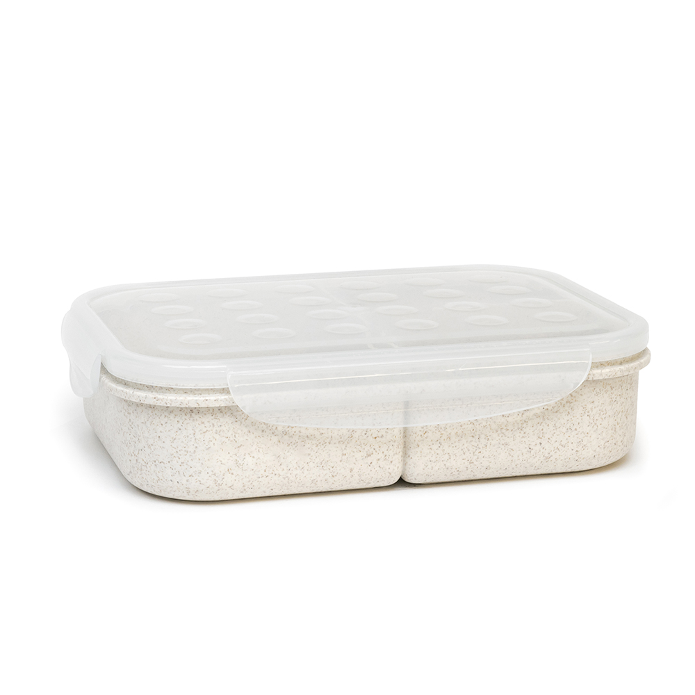 [834896] Boîte repas biodégradable, 3 compartiments, Naturel