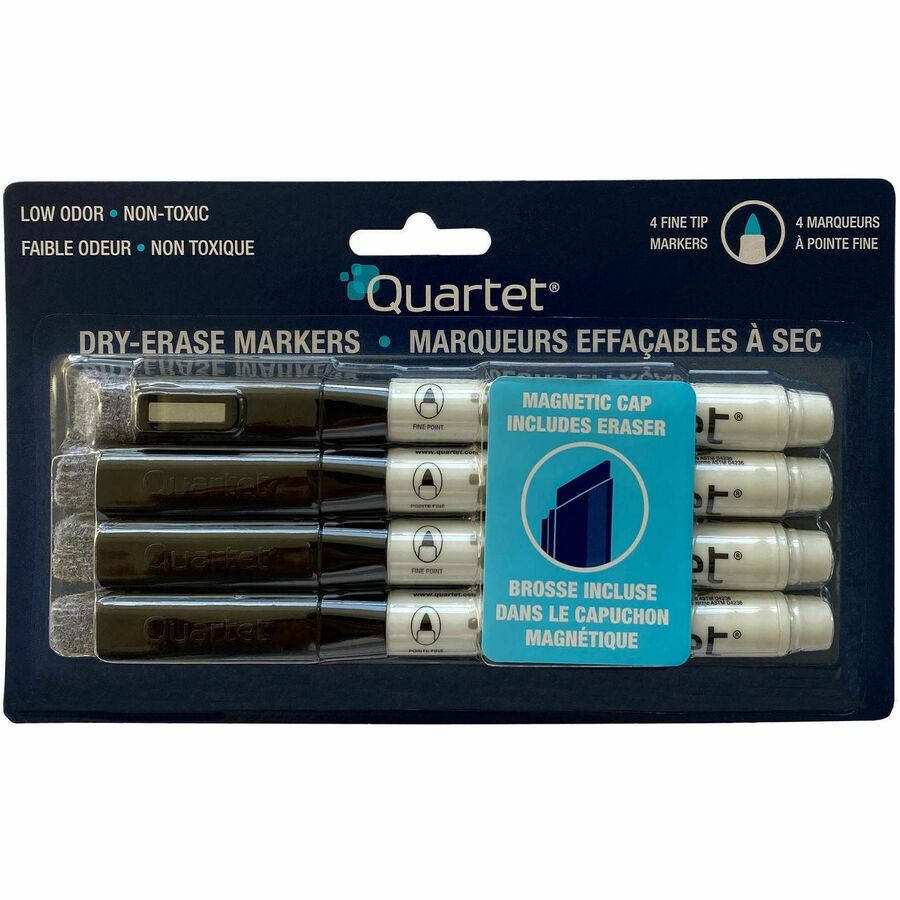 [829482] Quartet Dry Erase Markers, Fine point, Black (Package of 4)