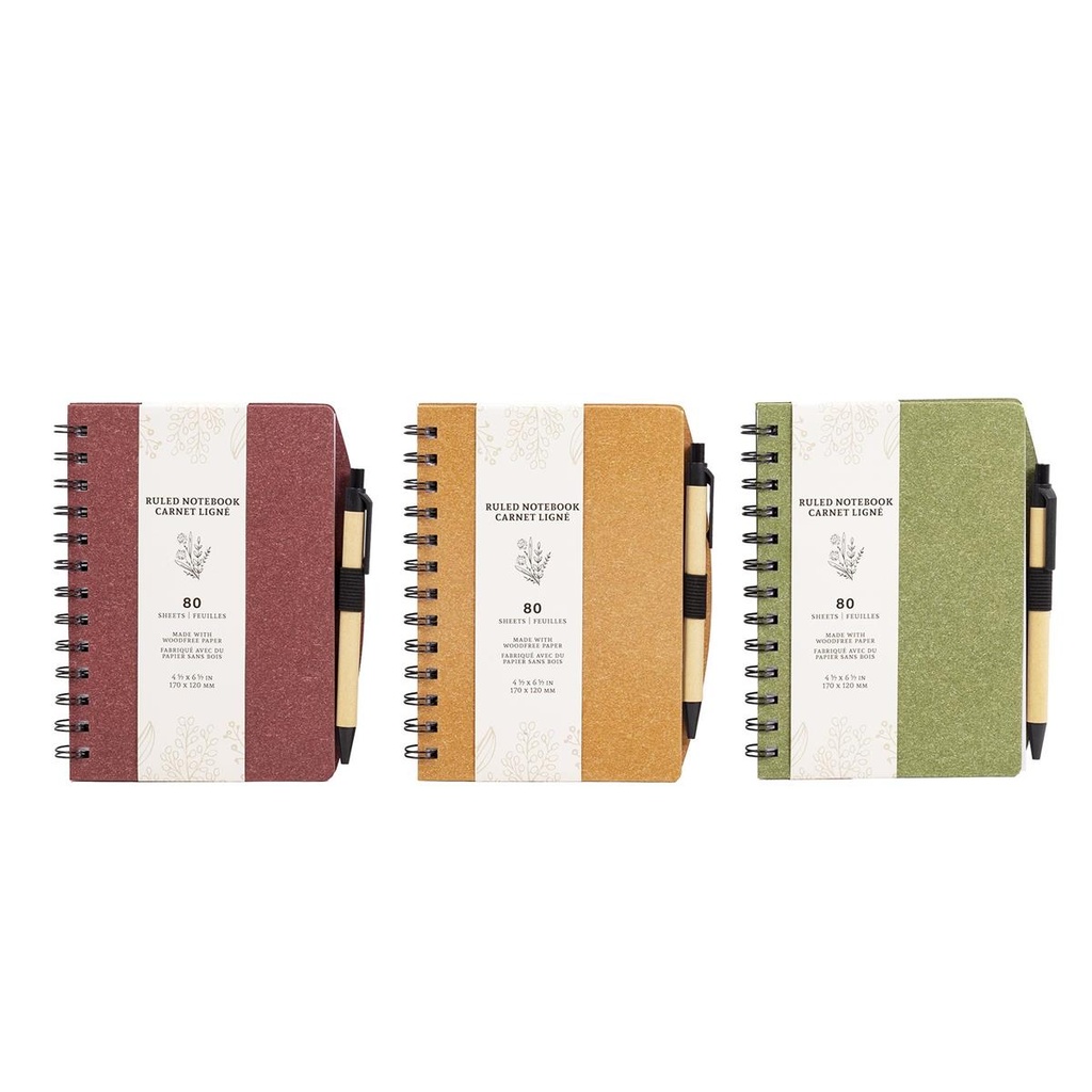 [A20557] Carnet ligné 80 feuilles 4,5" x 6,5" avec crayon intégré