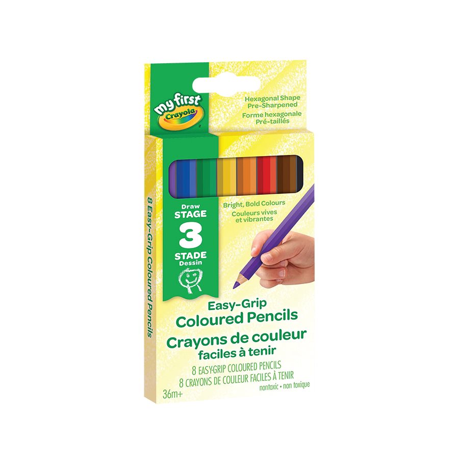 Crayola Easy-Grip Colouring Pencils, Extra-thick tip (Box of 8)