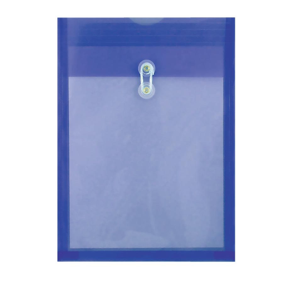 Enveloppe de plastique transparent, Attache ficelle, Bleu